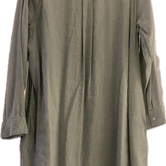 Lands’ End Oxford Long Sleeve Button Front Shirt Dress Light Olive Green NWOT - Picture 6 of 11